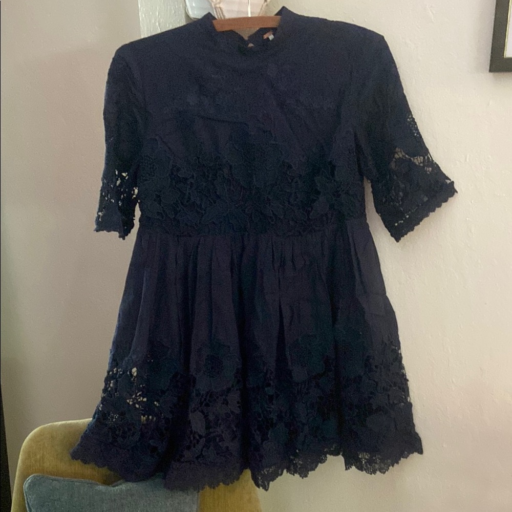 Free People Navy Lace Dress